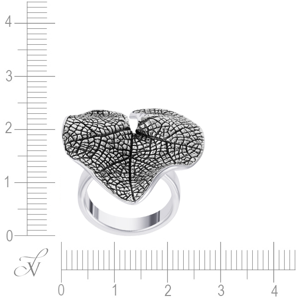 Кольцо Лист из серебра (арт. 739452)