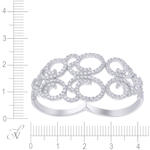 Кольцо на два пальца с фианитами из серебра (арт. 741915)