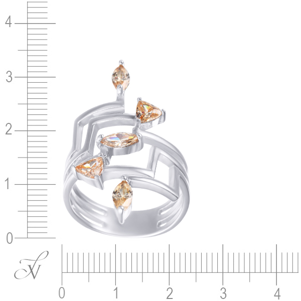 Кольцо с фианитами из серебра (арт. 742054)