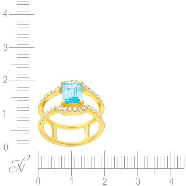 Кольцо с фианитами из серебра с позолотой (арт. 743263)
