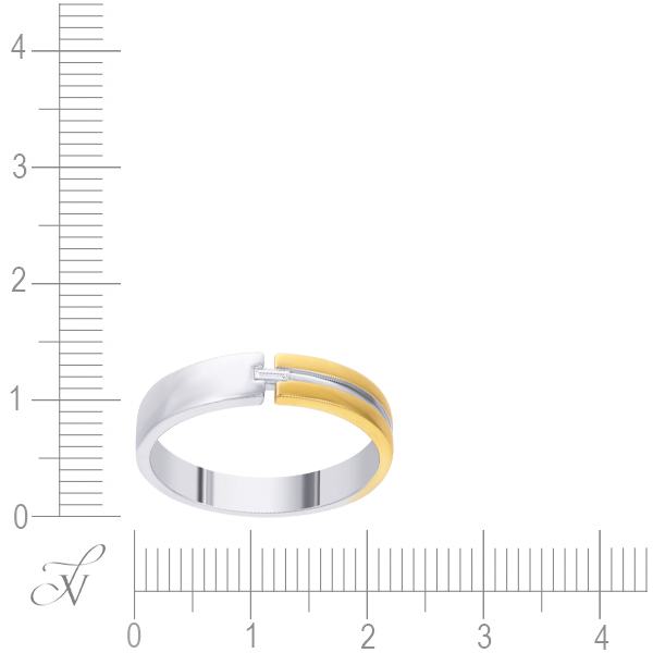 Кольцо с 1 бриллиантом из комбинированного золота (арт. 743761)