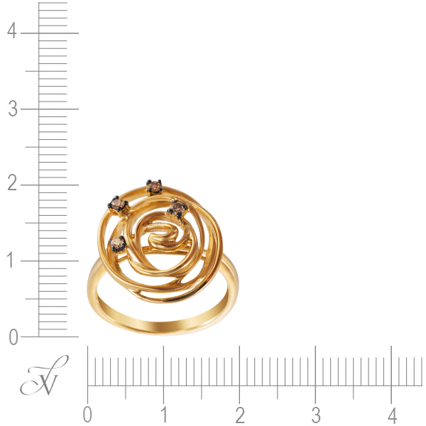 Кольцо с 4 бриллиантами из жёлтого золота (арт. 745060)