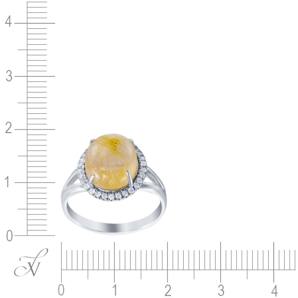 Кольцо с кварцем и бриллиантами из белого золота (арт. 745192)