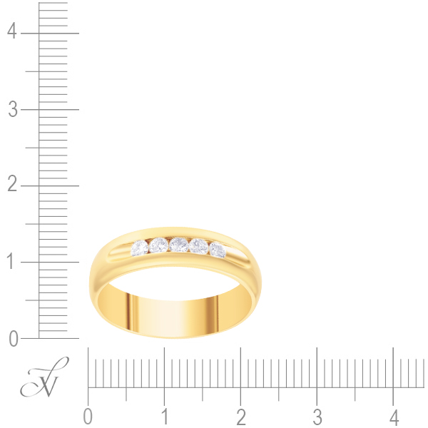 Кольцо с 5 бриллиантами из жёлтого золота (арт. 749477)