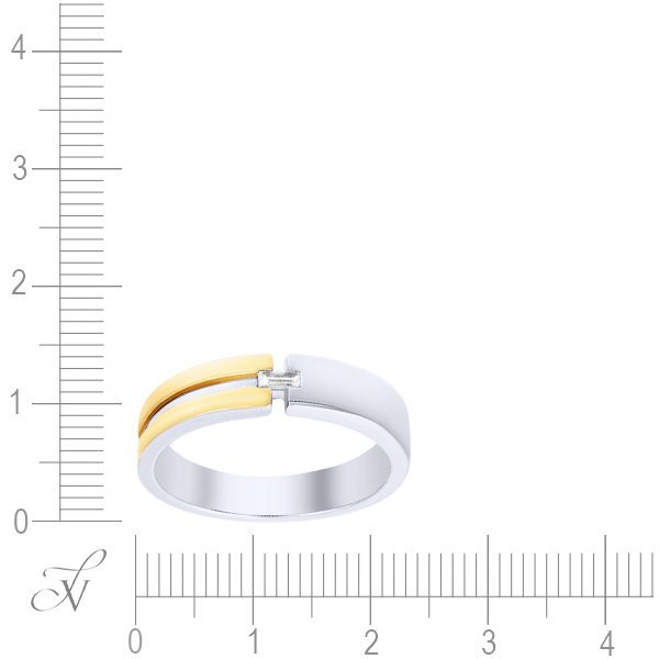 Кольцо с 1 бриллиантом из комбинированного золота (арт. 749522)