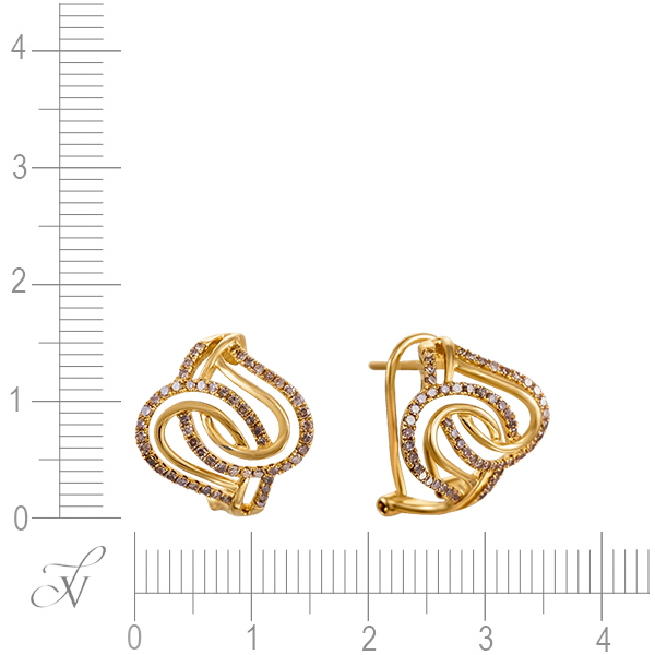 Серьги с 112 бриллиантами из жёлтого золота (арт. 756902)