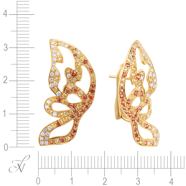 Серьги с сапфирами и бриллиантами из жёлтого золота (арт. 757039)
