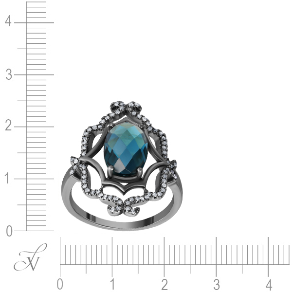 Кольцо с топазом и бриллиантами из золота (арт. 757102)