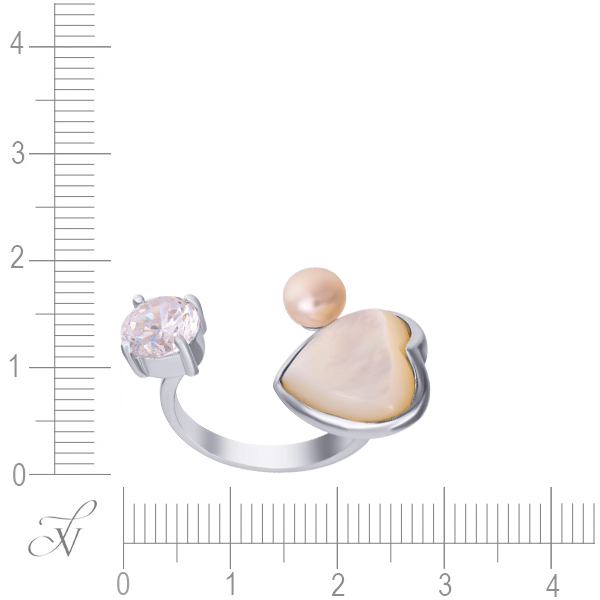 Кольцо с жемчугом, перламутром и фианитами из серебра (арт. 758099)