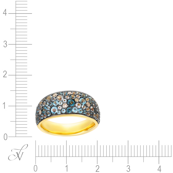 Кольцо с топазами и бриллиантами из жёлтого золота (арт. 759944)