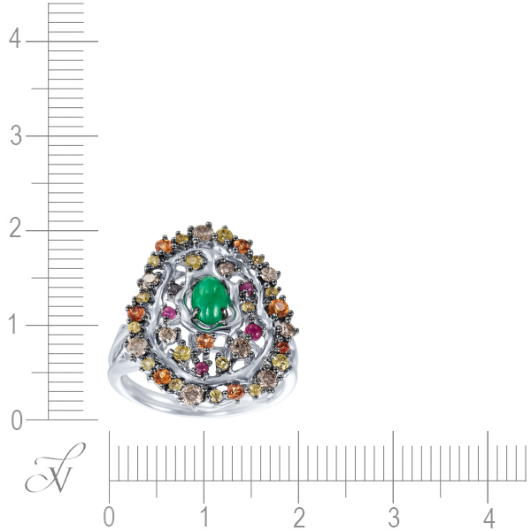 Кольцо с россыпью драгоценных камней из белого золота (арт. 759949)
