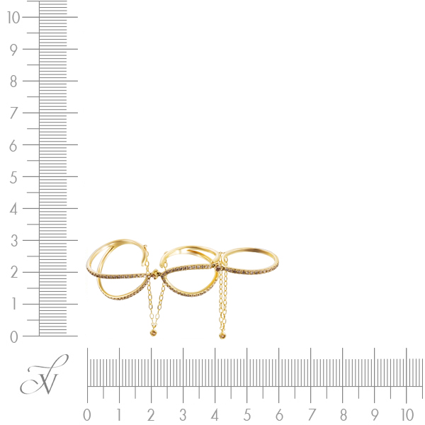 Кольцо на три пальца с 89 бриллиантами из жёлтого золота (арт. 760043)