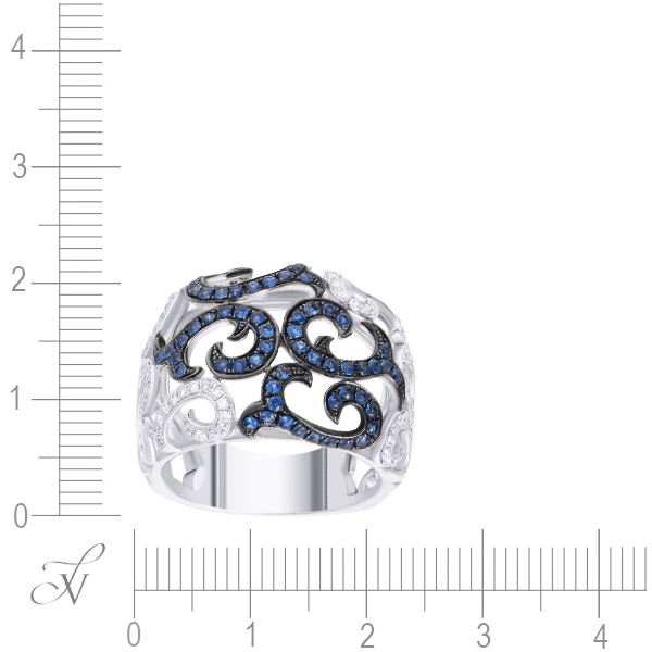 Кольцо с сапфирами и бриллиантами из белого золота (арт. 760409)