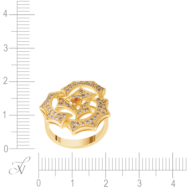Кольцо с бриллиантами и сапфиром из жёлтого золота (арт. 760970)