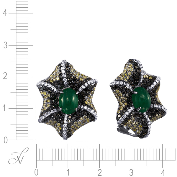 Серьги с бриллиантами и изумрудами из золота (арт. 764154)