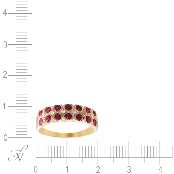 Кольцо с рубинами и бриллиантами из жёлтого золота (арт. 765364)