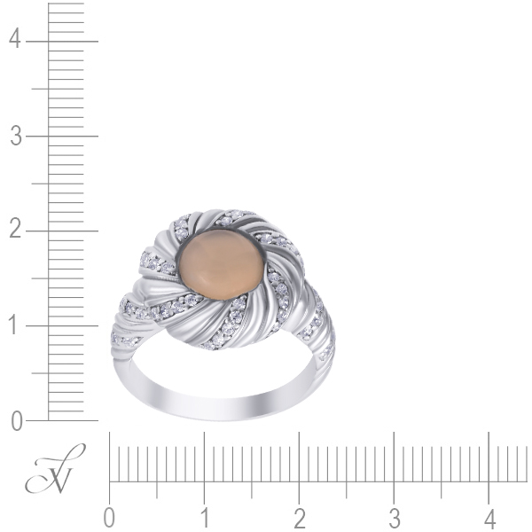 Кольцо с агатом и фианитами из серебра (арт. 769130)
