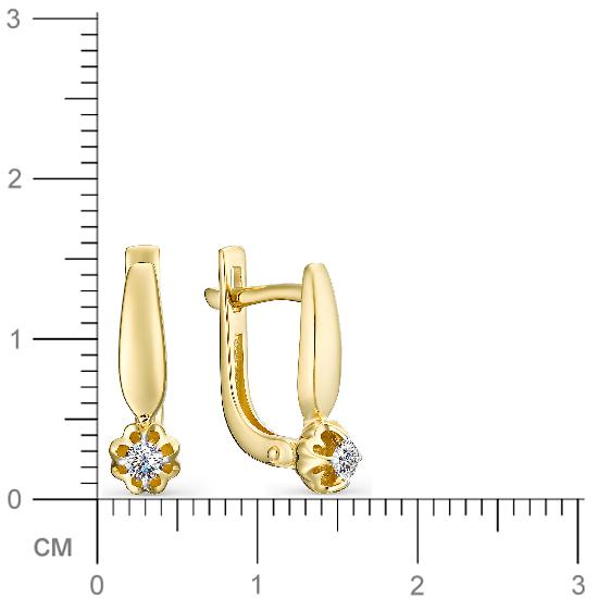 Серьги Цветы с 2 бриллиантами из жёлтого золота (арт. 801241)