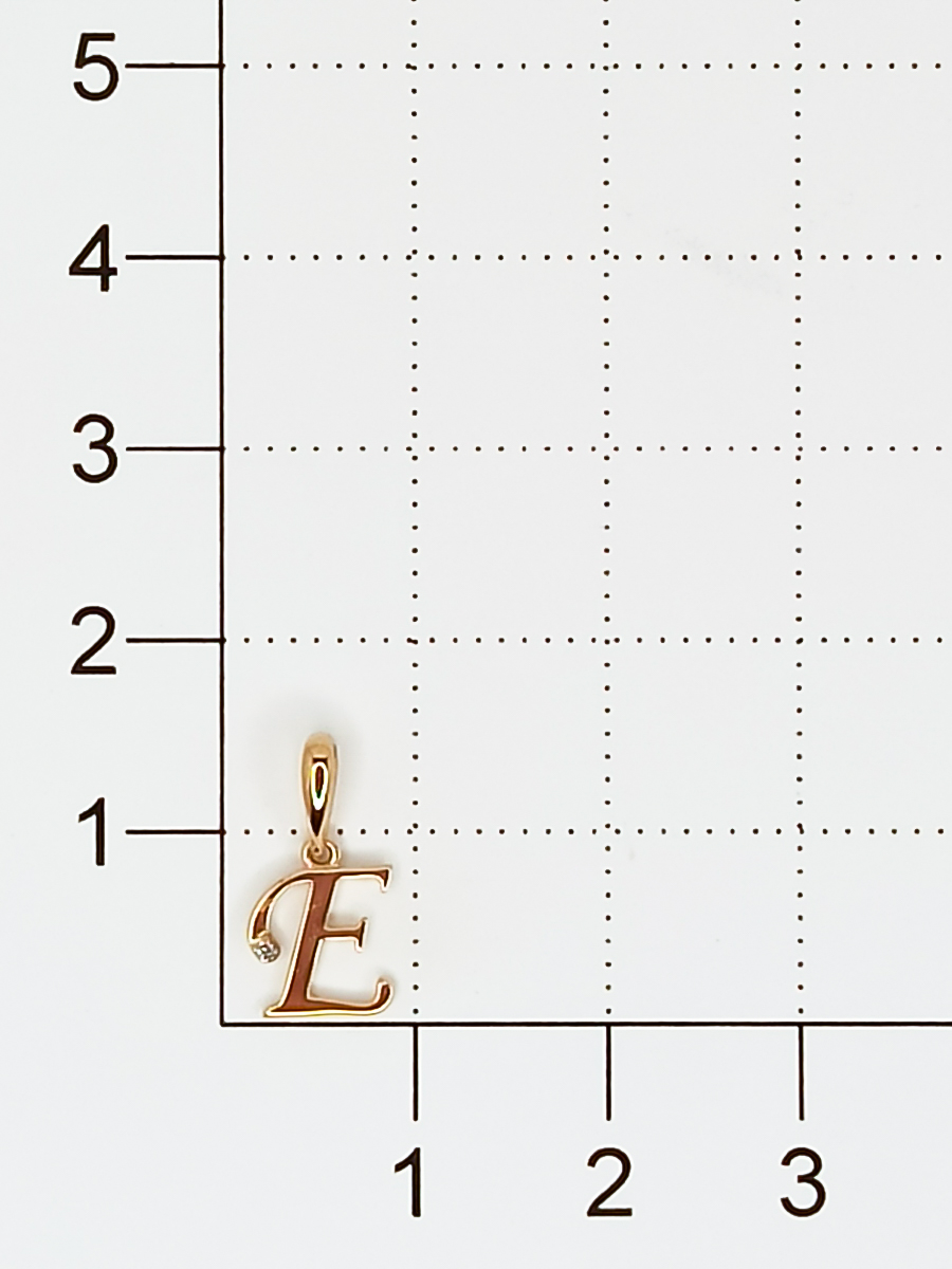 Подвеска буква "Е" с 1 бриллиантом из красного золота (арт. 807068)