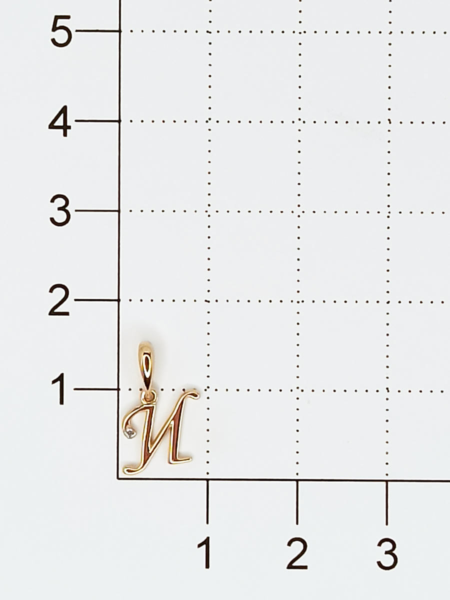 Подвеска буква "И" с 1 бриллиантом из красного золота (арт. 807073)