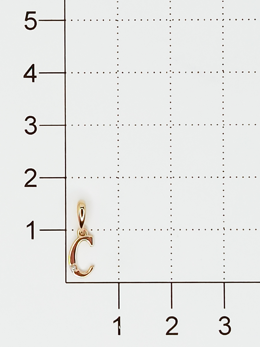 Подвеска буква "С" с 1 бриллиантом из красного золота (арт. 807076)