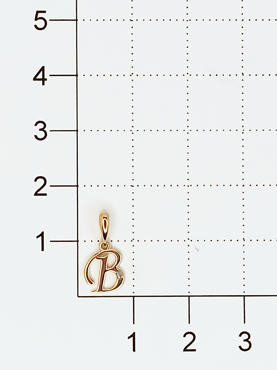 Подвеска буква "В" с 1 бриллиантом из красного золота (арт. 807078)