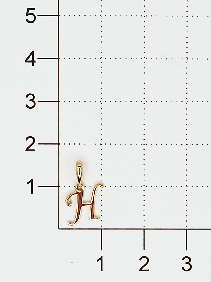 Подвеска буква "Н" с 1 бриллиантом из красного золота (арт. 807080)