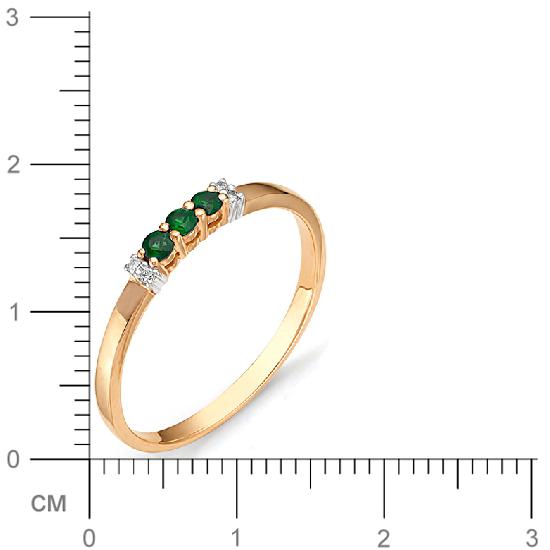 Кольцо с бриллиантами, изумрудами из красного золота (арт. 810091)