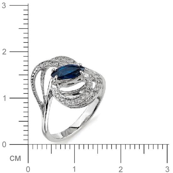 Кольцо с бриллиантами, сапфиром из белого золота (арт. 810125)