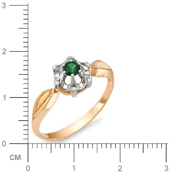 Кольцо Цветок с изумрудом, бриллиантами из красного золота (арт. 810146)