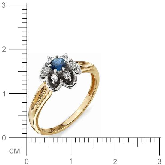 Кольцо Цветок с бриллиантами, сапфиром из красного золота (арт. 810164)