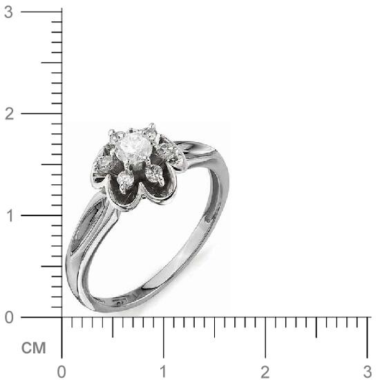 Кольцо Цветок с бриллиантами из белого золота (арт. 810165)