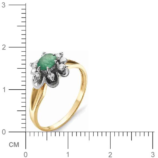 Кольцо Цветок с бриллиантами, изумрудом из красного золота (арт. 810202)