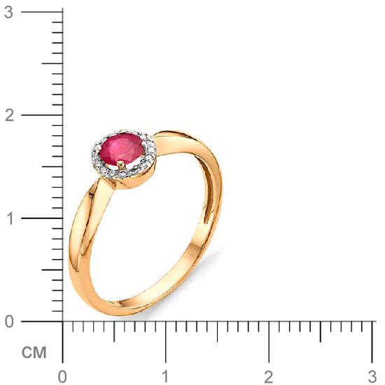 Кольцо с бриллиантами, рубином из красного золота (арт. 810575)