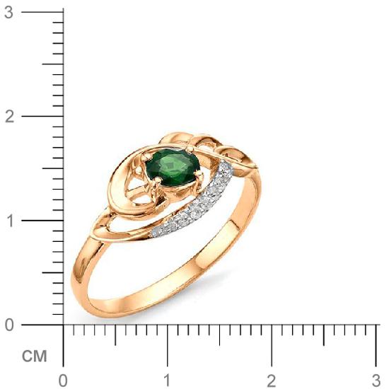 Кольцо с изумрудом, бриллиантами из красного золота (арт. 810651)