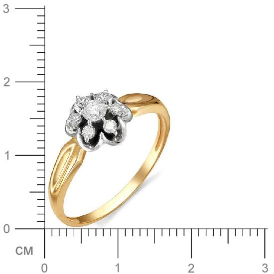 Кольцо Цветок с бриллиантами из красного золота (арт. 810711)