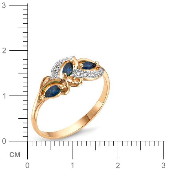 Кольцо с бриллиантами, сапфирами из красного золота (арт. 810944)