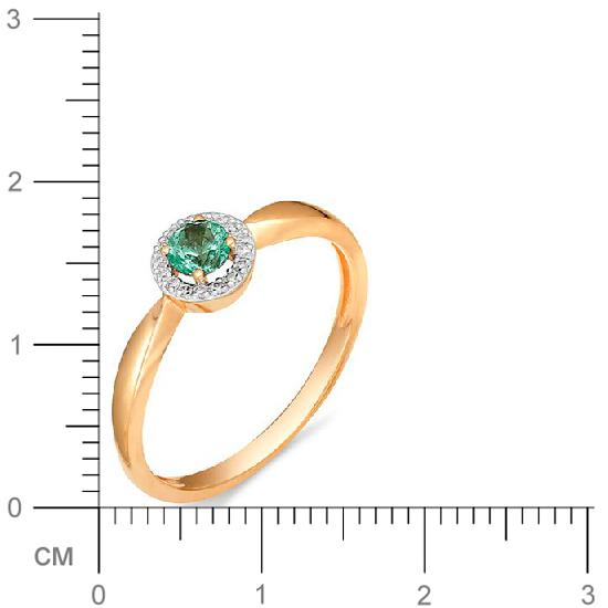 Кольцо с бриллиантами, изумрудом из красного золота (арт. 811017)