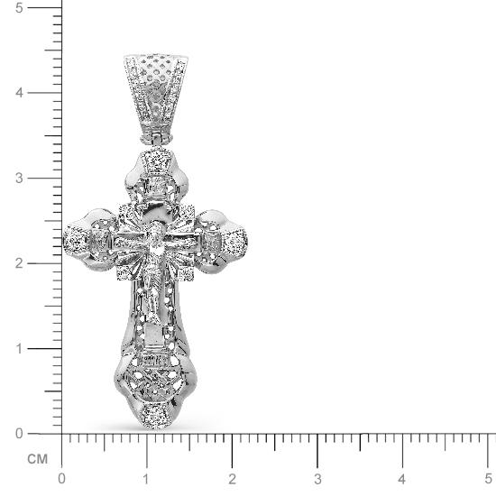 Крестик с бриллиантами, сапфиром из белого золота (арт. 812370)