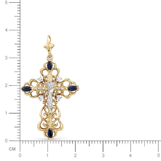 Крестик с бриллиантами из красного золота (арт. 813166)