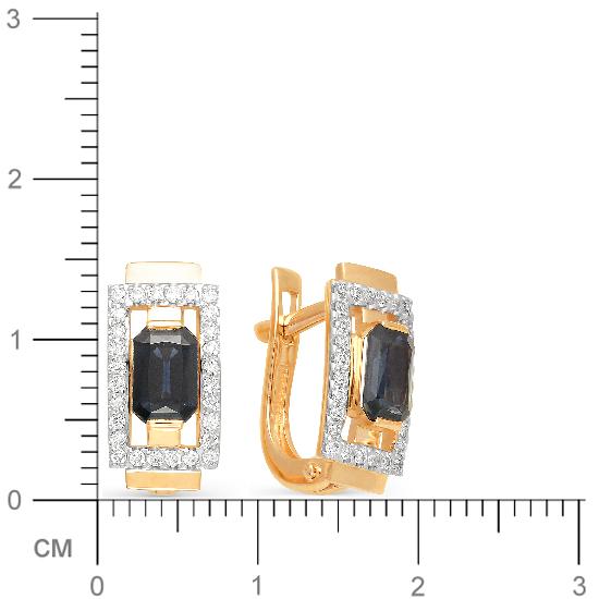 Серьги с сапфирами, бриллиантами из красного золота (арт. 813720)