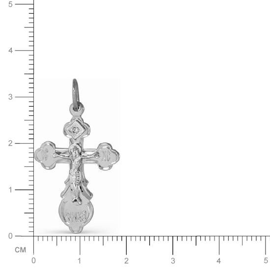 Крестик с бриллиантами из белого золота (арт. 813772)