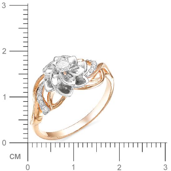 Кольцо Цветок с бриллиантом из красного золота (арт. 813979)