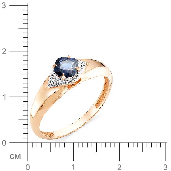 Кольцо с бриллиантами, сапфиром из красного золота (арт. 814083)