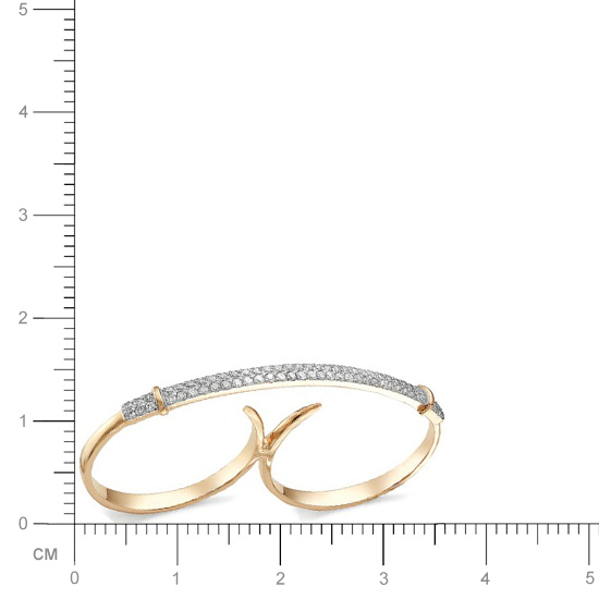 Кольцо на два пальца с бриллиантами из красного золота (арт. 814706)