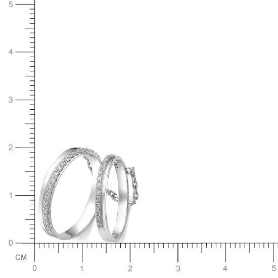 Два кольца на цепочке с бриллиантами из белого золота (арт. 814715)
