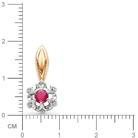 Подвеска Цветок с рубином, бриллиантами из красного золота (арт. 814739)