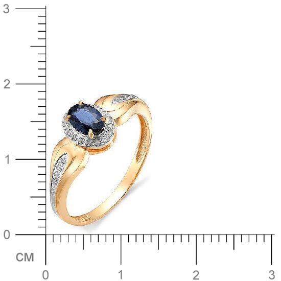 Кольцо с сапфиром, бриллиантами из красного золота (арт. 815060)
