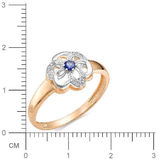 Кольцо Цветок с сапфиром, бриллиантами из красного золота (арт. 815311)