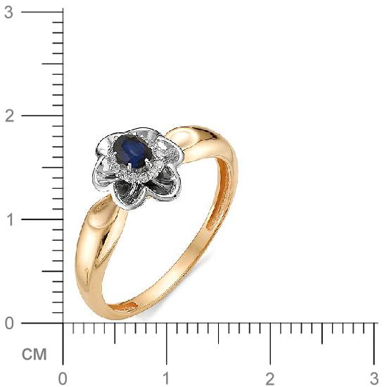 Кольцо Цветок с сапфиром, бриллиантами из красного золота (арт. 815452)